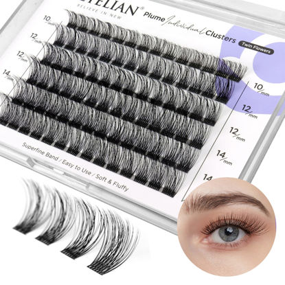 Picture of BEYELIAN Cluster Lashes D+ Curl 84 Pcs Individual Lash Clusters False Eyelashes Extension Natural Look Reusable Glue Bonded Black Super Thin Band Mix DIY Eyelash Extension (Style3 0.07 Mix Black Band)