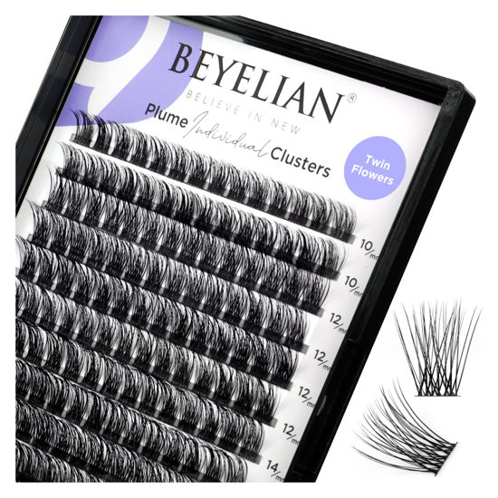 Picture of BEYELIAN Lash Clusters, 168 Pcs Individual Cluster Lashes, 10-16mm C Curl DIY Eyelash Extension Super Thin Band Resuable Soft Glue Bonded Lash Extensions (Style3 0.07 Mix Black Band)