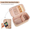 Picture of OCHEAL Makeup Bag, Travel Makeup Bag Waterproof Cosmetics Organizer Make Up Bag Case,Toiletry Bag for Women,Large Capacity for Girls Daily Use Dorm Room Storage with Dividers -Beige Apricot