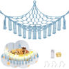 Picture of CERETIA Stuffed Animal Hammock with LED Light, Toy Hammock for Stuffed Animals Storage for Kids Room Decor, Stuffed Animal Hammock Corner, Baby Blue