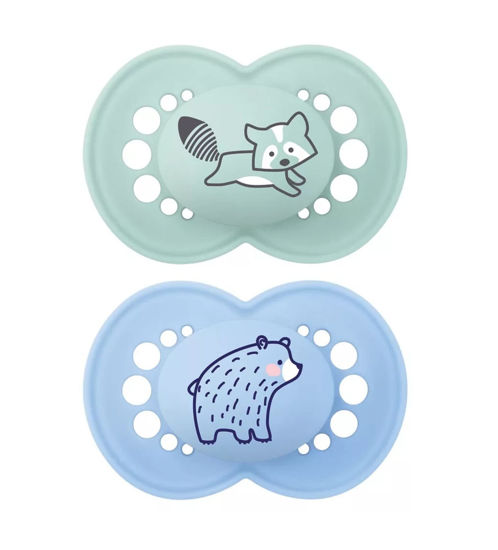 Picture of MAM Original Matte Baby Pacifier, Nipple Shape Helps Promote Healthy Oral Development, 2 Pack, Boys, 6+ Months