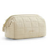 Picture of BAGSMART Makeup Bag Cosmetic Bag Wide Open, Beige, M, Wide-open Travel Makeup Bag With Puffy Padded and Rectangular Quilted