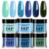 Picture of AZUREBEAUTY Dip Powder Nail Set Blue Green Shimmery, All Seasons 6 Colors Dipping Powder Starter Kit French Starry Ocean Banquet Nail Art Manicure DIY Salon Gifts for Women, No Need Nail Lamp Cured