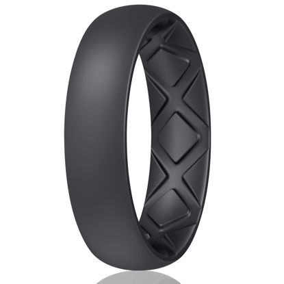 Picture of Egnaro Inner Arc Ergonomic Breathable Design, Silicone Rings for Women with Half Sizes, Women's Silicone Wedding Band, 6mm Wide - 2mm Thick