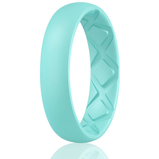 Picture of Egnaro Inner Arc Ergonomic Breathable Design, Silicone Rings for Women with half sizes, Women's Silicone Wedding Band，5mm Wide-2mm Thick