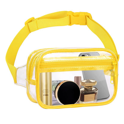 Picture of VOROLO Clear Waist Pack for Running Fanny Pack for Women and Men Gift Crossbody Belt Bag Bum Bag with Adjustable Strap for Sports for Men and Women Clear Yellow