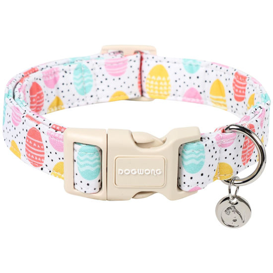 Picture of DOGWONG Easter Dog Collar, Colorful Egg Dog Collar Soft Durable Adjustable Costume Cute Easter Puppy Collar for Small Medium Large Dog