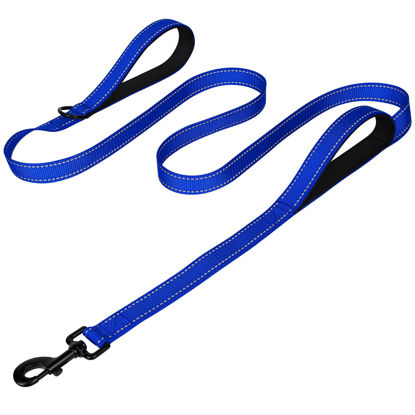 Picture of Joytale Dog Leash Heavy Duty for Large Dogs That Pull, Double Handle Dog Leash for Traffic Control, Double-Sided Reflective Leash for Night Safety, Dog Leash for Large Medium Dogs, 4FT, Royal Blue