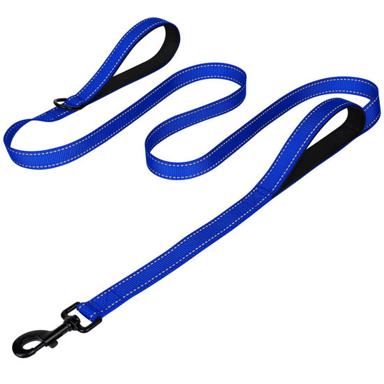 Picture of Joytale Dog Leash Heavy Duty for Large Dogs That Pull, Double Handle Dog Leash for Traffic Control, Double-Sided Reflective Leash for Night Safety, Dog Leash for Large Medium Dogs, 4FT, Royal Blue