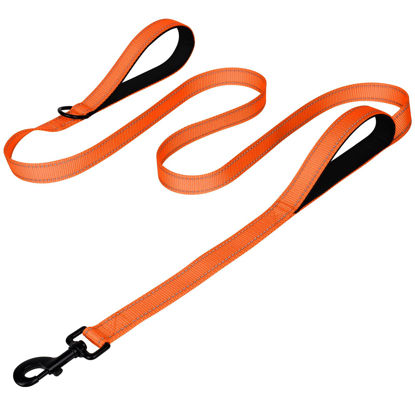 Picture of Joytale Dog Leash Heavy Duty for Large Dogs That Pull, Double Handle Dog Leash for Traffic Control, Double-Sided Reflective Leash for Night Safety, Dog Leash for Large Medium Dogs, 6FT, Orange