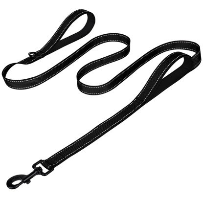 Picture of Joytale Dog Leash Heavy Duty for Large Dogs That Pull, Double Handle Dog Leash for Traffic Control, Double-Sided Reflective Leash for Night Safety, Dog Leash for Large Medium Dogs, 4FT, Black