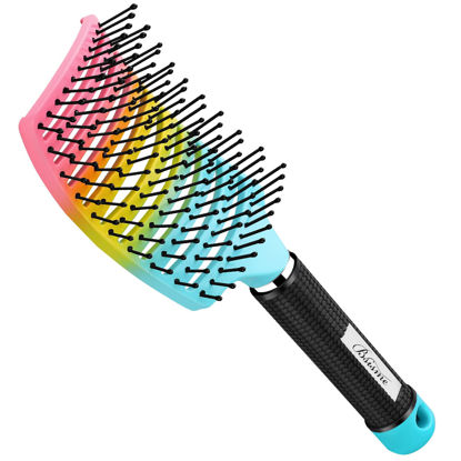 Picture of Curved Vented Paddle Brush - Faster Blow Drying, Detangling for Women & Men, Professional Styling for Wet, Curly, Thick or Straight Hair (colourful)