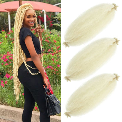 Picture of Afro Twist Hair 16 Inch 3 Packs, Springy Afro Twist Hair Pre Fluffed Spring Twist Hair Pre Stretched Wrapping Hair for Soft Locs Hair Extensions (16 Inch (Pack of 3), 613#)