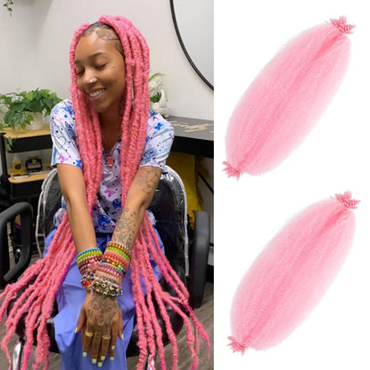 Picture of Afro Twist Hair 30 Inch 2Packs, Springy Afro Twist Hair Pre Fluffed Spring Twist Hair Pre Stretched Wrapping Hair for Soft Locs Hair Extensions (30 Inch (Pack of 2), Pink#)