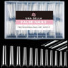 Picture of UNA GELLA Fake False Coffin Nails Tips No C Curve 216PCS Extra Long Acrylic Nail Tips For Nail Art / Extension, Home DIY Salon 12 Sizes Gelly Tips, Clear, XXL