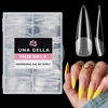 Picture of UNA GELLA Clear Stiletto Fake Nails 216pcs Extra Long Stiletto Nails Full Cover Clear Gel Nail Tips No Need File Long Stiletto Fake Nails 12 Sizes Gelly Tips for Nail Extension Home DIY Salon