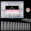 Picture of UNA GELLA XXL Square False Nails, 216pcs, No C Curve, Straight, Extra Long, Clear, Press On Nails Tips for Gel Nail Extensions, 12 Sizes