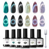 Picture of Modelones Cat Eye Gel Nail Polish Set, 6 Colors Holographic 9D Cat Eye Glitter Gel Polish Set Black Blue Purple Green Nail Gel Polish Kit with Magnet Soak Off LED Nail Art Gel DIY Salon Gift