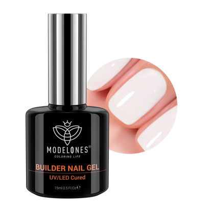 Picture of modelones Builder Nail Gel, Milky White Gel Builder for Nail Thickening, 8-in-One Builder Nail Strengthener LED Nail Lamp Cured Hard Gel Color Base Gel Extension Gel Nail Tips Glue Gel in a Bottle