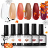 Picture of modelones Fall Gel Nail Polish Set, 6 Colors Jelly Gel Polish White Orange Nude Brown Gel Neutral Nail Art Design Translucent Gel Nail Kits Soak Off LED Lamp Manicure Salon DIY Girl Women Gift