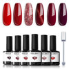 Picture of modelones Red Gel Nail Polish Set - 6 Colors Ruby Sparks Collection Popular Glitter Gel Polish Cat Eye Magnetic Gel Burgundy Red Sparkle Bloody Nail Polish Kit Art DIY Salon Gift for Girl Women