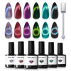 Picture of Modelones Cat Eye Gel Nail Polish, 6 Colors Glitter Red Green Purple Blue Gel Polish Set with Magnet Sparkle Galaxy Series Nail Gel Polish Kit Soak Off Led Nail Art Gel Manicure Salon DIY Gifts