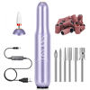 Picture of SAVILAND Nail Drill: Portable Electric Nail Drill Kit 20000RPM Nail Drill Purple 7 Nail Drill Bits Cuticle Bit Nail File (100/180 Grit) 51 Sanding Bands Beginners at Home Manicure Pedicure