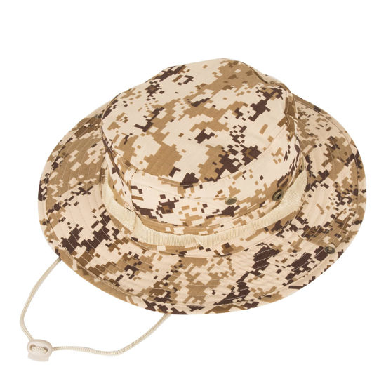 Picture of Sun Hats for Men Women Bucket Hat UPF 50+ Boonie Hat Foldable UV Protection Hiking Beach Fishing Summer Safari(1pack-Beige Digital)