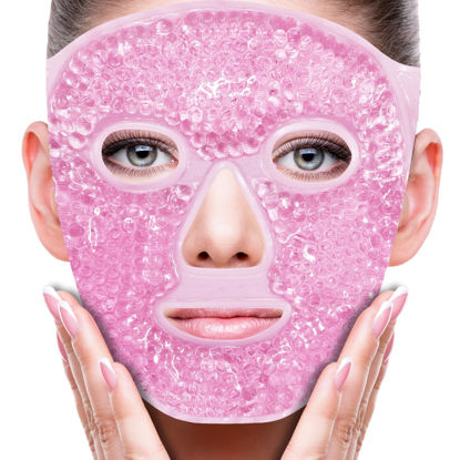 Picture of Face Eye Mask Ice Pack for Reducing Puffiness, Bags Under Eyes, Puffy Dark Circles, Migraine,Hot/Cold Pack with Soft Plush Backing (Pink #19)