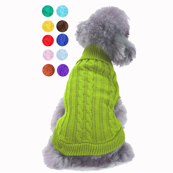 Picture of Dog Sweater, Warm Pet Sweater, Dog Sweaters for Small Dogs Medium Dogs Large Dogs, Cute Knitted Classic Cat Sweater Dog Clothes Coat for Girls Boys Dog Puppy Cat (XX-Small, Light Green)