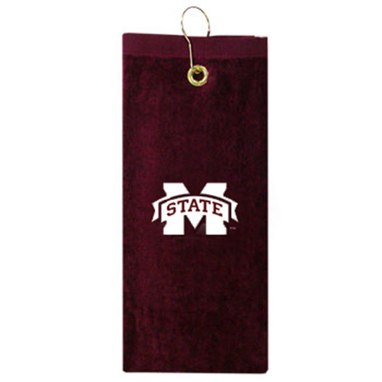 Picture of Team Golf NCAA Mississippi State Bulldogs Embroidered Golf Towel Embroidered Golf Towel, Checkered Scrubber Design, Embroidered Logo