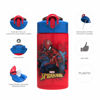 Picture of Zak Designs Marvel SpiderMan Kids Spout Cover and Built-in Carrying Loop Made of Plastic, Leak-Proof Water Bottle Design (BPA-Free), Red, 16oz