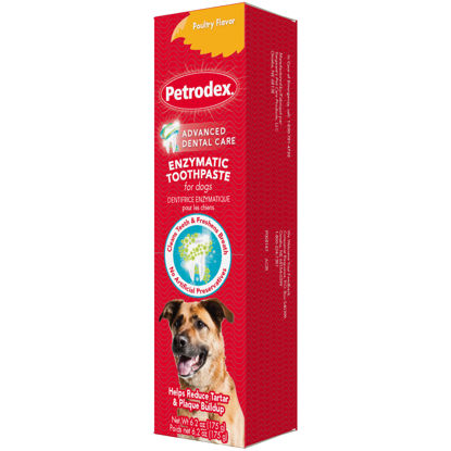 Picture of Petrodex Toothpaste for Dogs and Puppies, Cleans Teeth and Fights Bad Breath, Reduces Plaque and Tartar Formation, Enzymatic Toothpaste, Poultry Flavor, 6.2oz