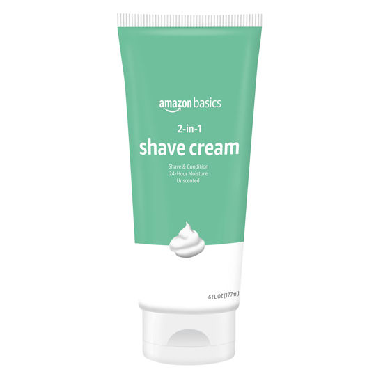 Picture of Amazon Basics 2-In-1 Shave Cream, Fragrance Free, Unscented, 6 Ounce (Pack of 2) (Previously Solimo)6.00 Ounce (Pack of 2)