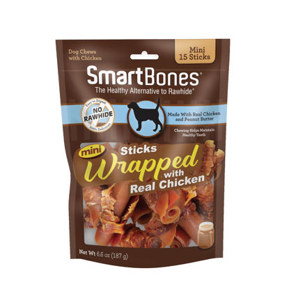 Picture of SmartBones Mini Chicken-Wrapped Sticks, Treat Your Dog to a Rawhide-Free Chew Made with Real Peanut Butter, 15 count