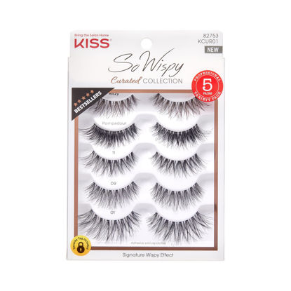 Picture of KISS So Wispy Curated Collection of Bestselling False Eyelash Styles Multipack, Volume & Curl, Lash Extensions Look, Signature Wispy Effect, Cruelty Free, Reusable, Contact Lens Friendly, 5-Pair