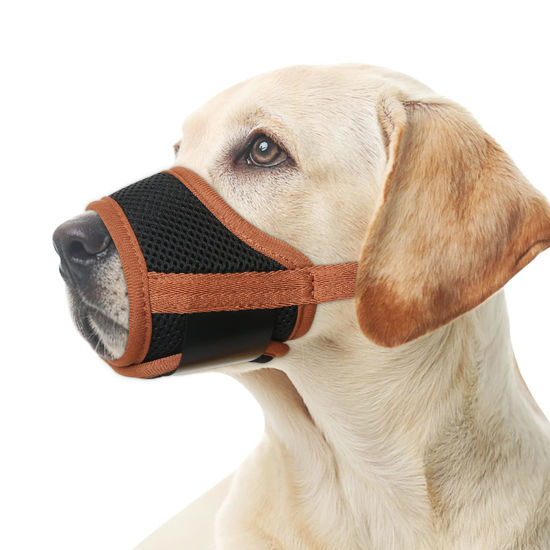 Picture of HEELE Dog Muzzle for Small Medium Large Dogs, Soft Muzzle Breathable Dog Mouth Guard with Adjustable Strap and Fasten Buckle for Scavenging, Licking, Biting and Chewing