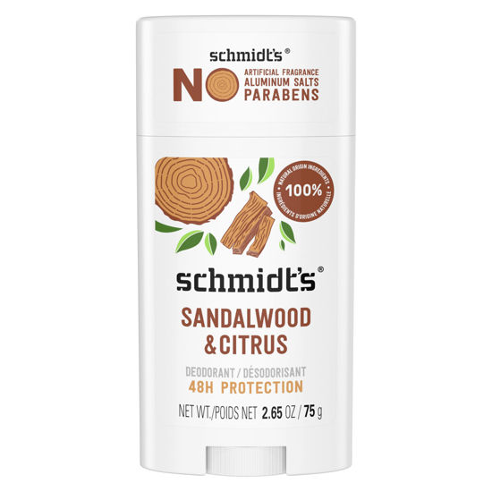 Picture of Schmidt's Aluminum-Free Vegan Deodorant Sandalwood & Citrus for Women and Men, with 24 Hour Odor Protection, Natural Ingredients, Cruelty-Free, 2.65 oz