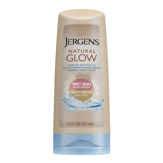 Picture of Jergens Natural Glow In-shower Lotion, Lotion, Wet Skin, Paraben Free, Gradual, Flawless Color, Fair to Medium, 7.5 Fl Oz