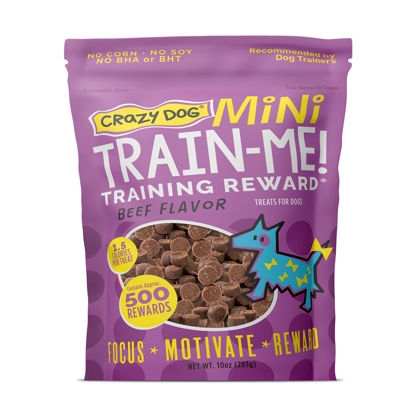 Picture of Crazy Dog Mini Train-Me! Training Treats 10 oz. Pouch, Beef Flavor, with 500 Treats per Bag, Recommended by Dog Trainers