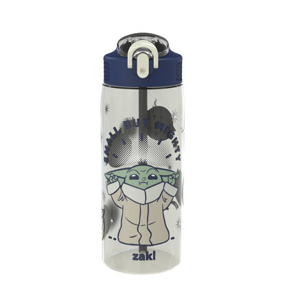 Picture of Zak Designs Star Wars The Mandalorian Water Bottle For School or Travel, 25 oz Durable Plastic Water Bottle With Straw, Handle, and Leak-Proof, Pop-Up Spout Cover (Grogu/The Child)