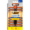 Picture of BIC Comfort 3 Refillable Three-Blade Disposable Razors for Men, Sensitive Skin Razor for a Comfortable Shave, 1 Handle and 12 Cartridges With 3 Blades, 13 Piece Razor Kit