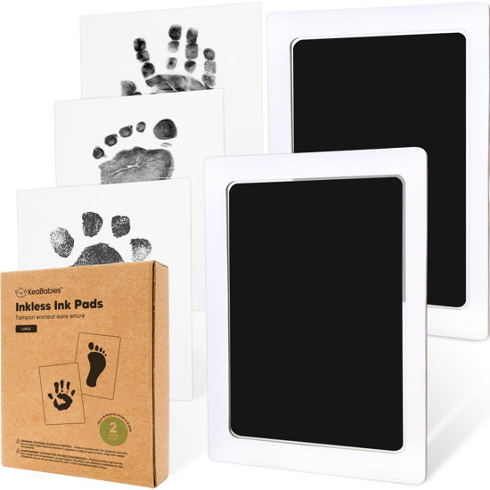 Picture of 2-Pack Inkless Hand and Footprint Kit -Ink Pad for Baby Hand and Footprints - Dog Paw Print Kit,Dog Nose Print Kit - Baby Footprint Kit, Clean Touch Baby Handprint Kit, Mother's Day Gift(Jet Black, L)