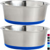 Picture of Gorilla Grip Stainless Steel Metal Dog Bowl Set of 2, Rubber Base, Heavy Duty Feeding Dishes, Food Grade BPA Free, Less Sliding, Quiet Pet Bowls for Cats and Dogs, Holds 2 Cups (16 fl oz), Royal Blue