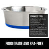 Picture of Gorilla Grip Stainless Steel Metal Dog Bowl Set of 2, Rubber Base, Heavy Duty Feeding Dishes, Food Grade BPA Free, Less Sliding, Quiet Pet Bowls for Cats and Dogs, Holds 2 Cups (16 fl oz), Royal Blue