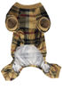 Picture of Beige Buffalo Plaid Christmas Pajama for Cats,Puppy Pajamas Onesie PJS,Back Length 9" XSmall