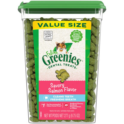 Picture of Greenies Feline Adult Natural Dental Care Cat Treats, Savory Salmon Flavor, 9.75 oz. Tub