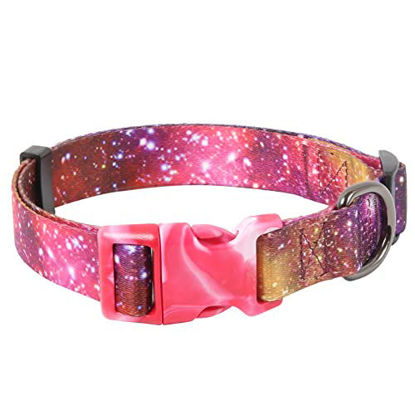 Picture of Timos Galaxy Print Puppy Dog Collar for Small Medium Large Dogs Collars with Safety Locking Buckle for Girls Female Dog