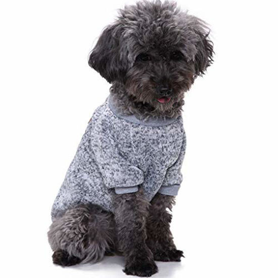 Picture of CHBORLESS Pet Dog Classic Knitwear Sweater Warm Winter Puppy Pet Coat Soft Sweater Clothing for Small Dogs (XS, Grey)