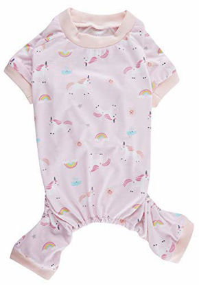 Picture of Pink Unicorn Rainbow Cat Pajamas Clothes PJS for Pets Puppy,Back Length 9" XSmall